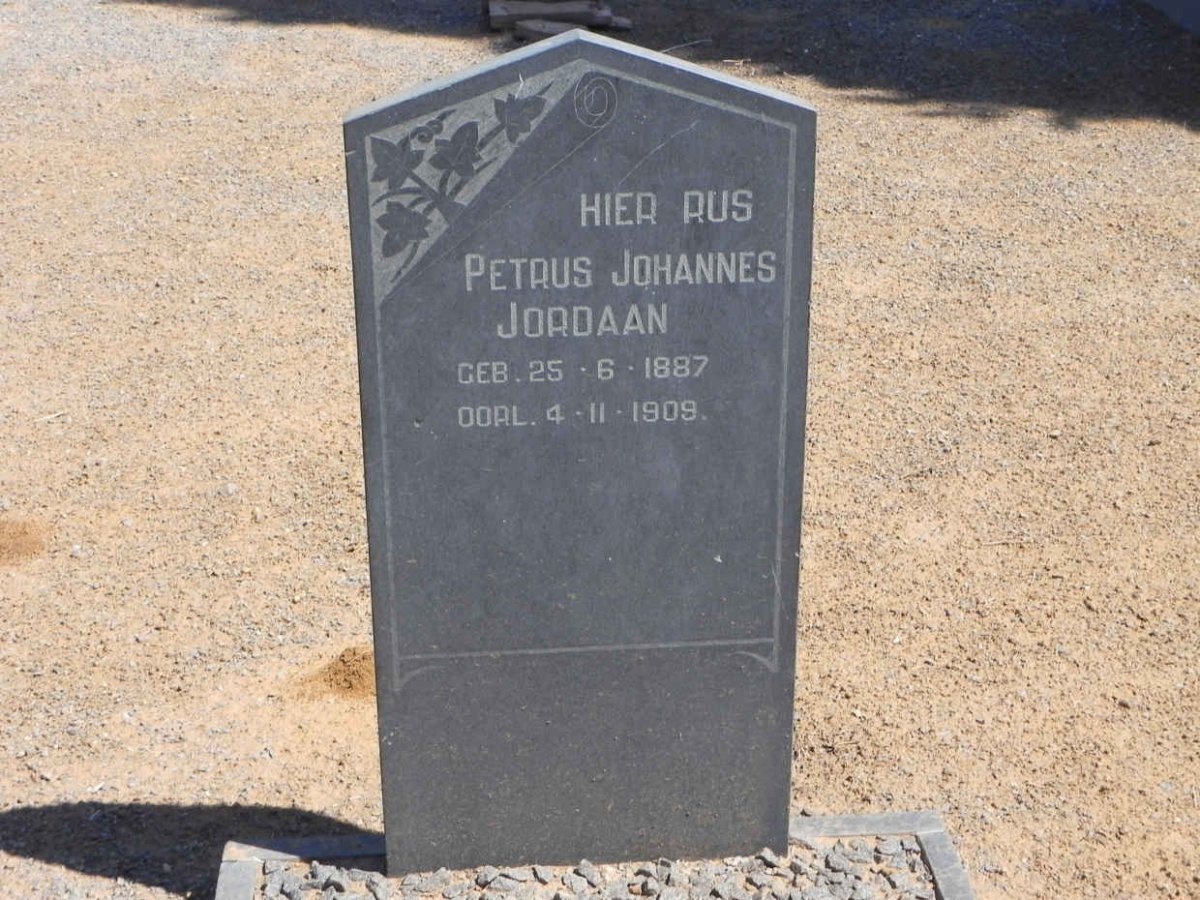 JORDAAN Petrus Johannes 1887-1909