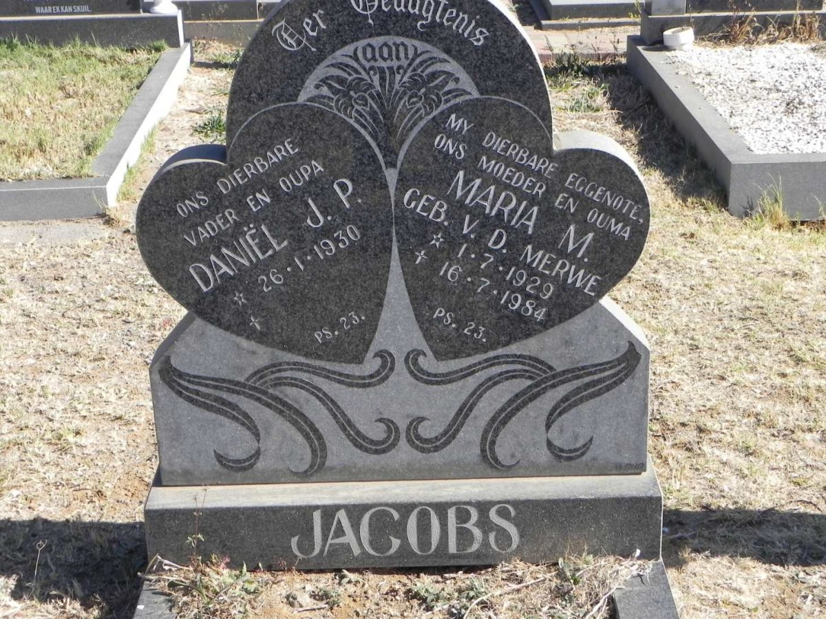 JACOBS Daniël J.P. 1930- &amp; Maria M. vd. MERWE 1929-1984
