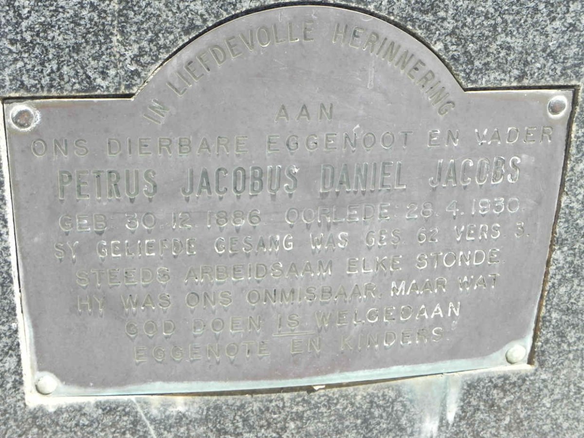 JACOBS Petrus Jacobus Daniel 1886-1930
