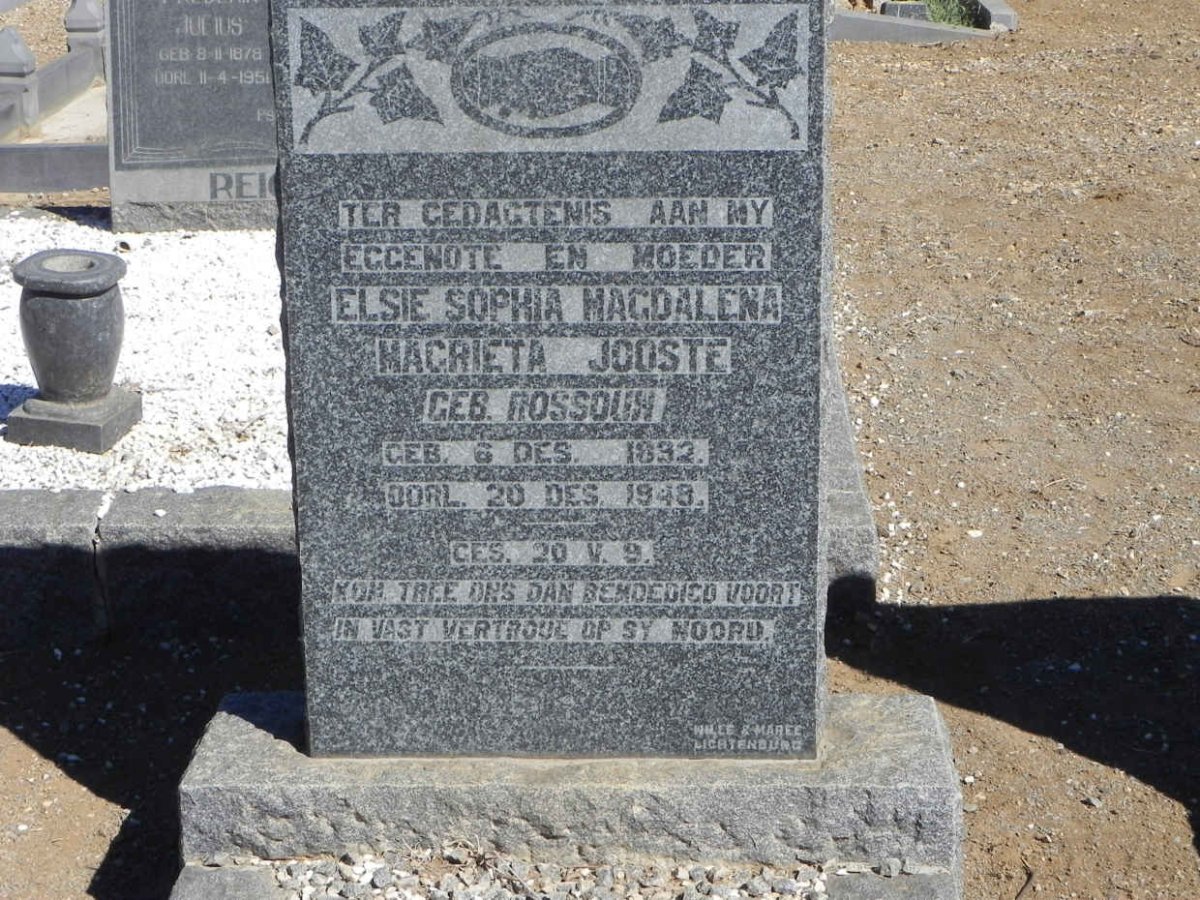 JOOSTE Elsie Sophia Magdalena Magrieta nee ROSSOUW 1892-1948