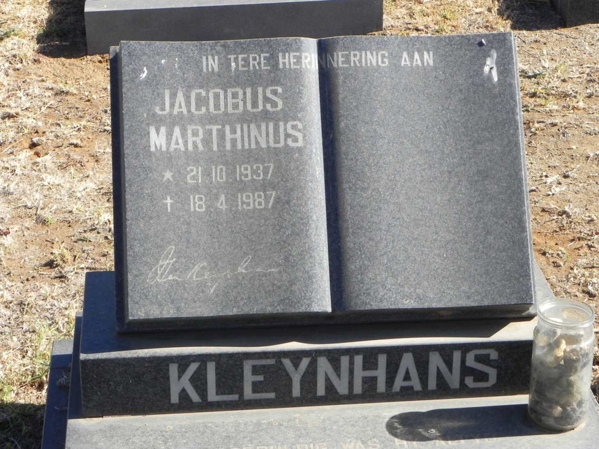 KLEYNHANS Jacobus Marthinus 1937-1987