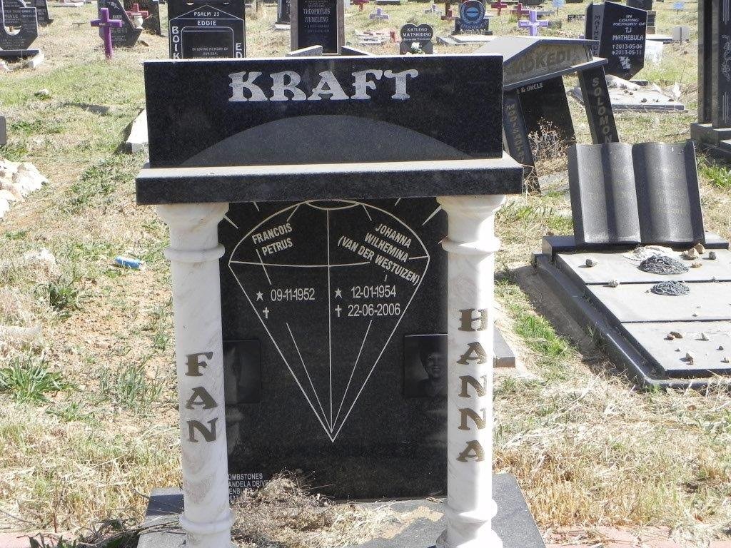 KRAFT Francois Petrus 1952- &amp; Johanna Wilhelmina VAN DER WESTHUIZEN 1954-2006