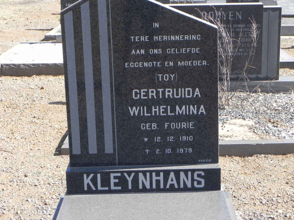 KLEYNHANS Gertruida Wilhelmina nee FOURIE 1910-1979