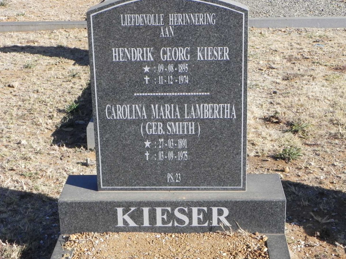 KIESER Hendrik Georg 1895-1974 &amp; Carolina Maria Lambertha SMITH 1891-1975