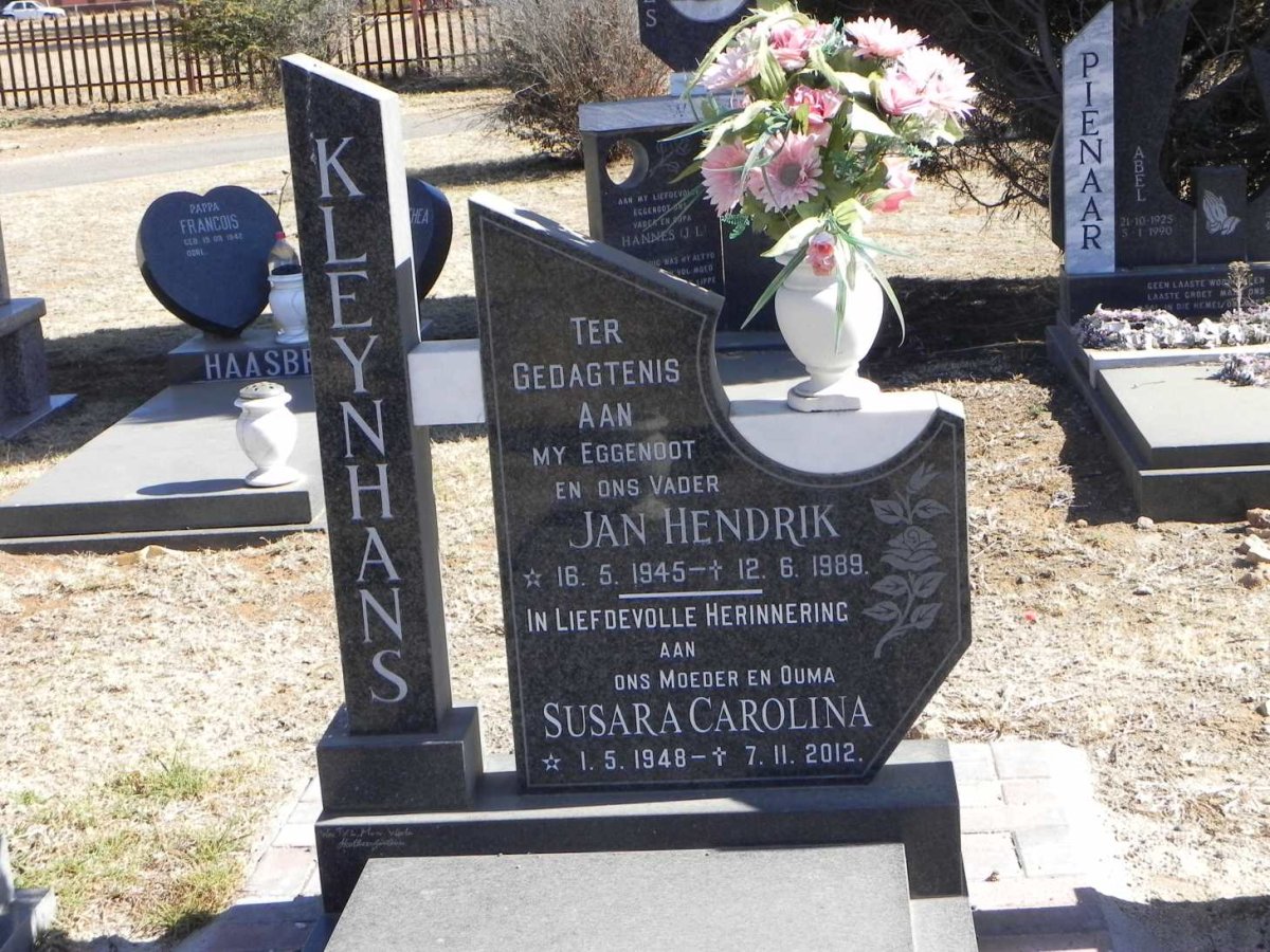 KLEYNHANS Jan Hendrik 1945-1989 &amp; Susara Carolina 1948-2012