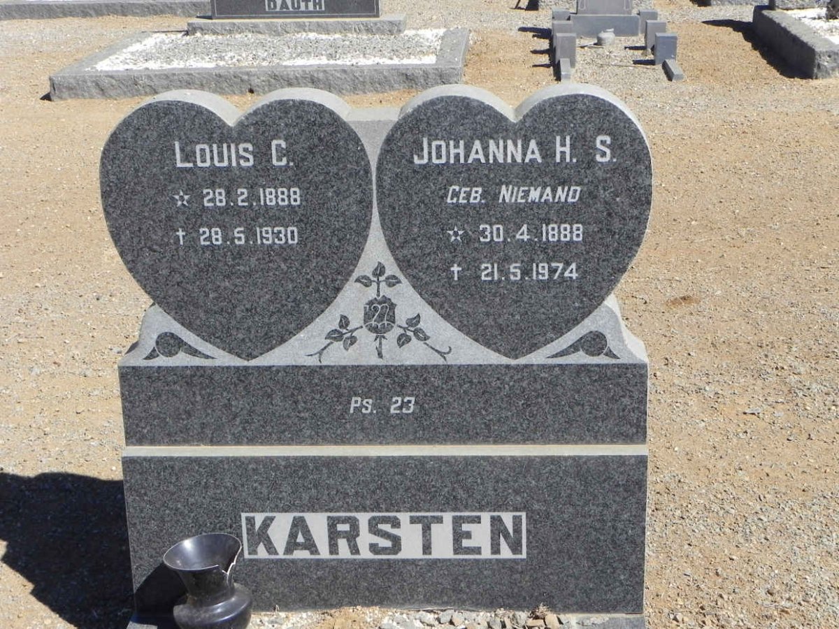 KARSTEN Louis C. 1888-1930 &amp; Johanna H.S. NIEMAND 1888-1974