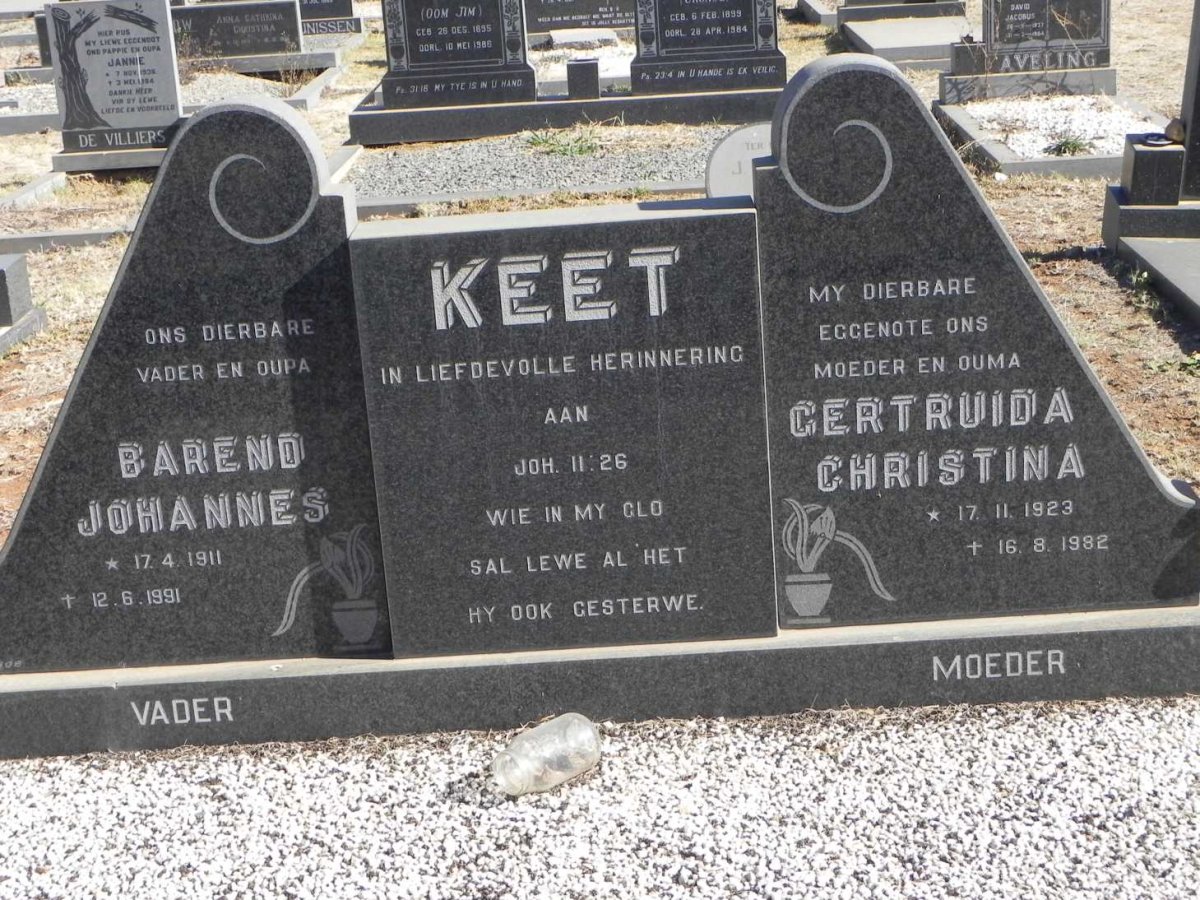 KEET Barend Johannes 1911-1991 &amp; Gertruida Christina 1923-1982