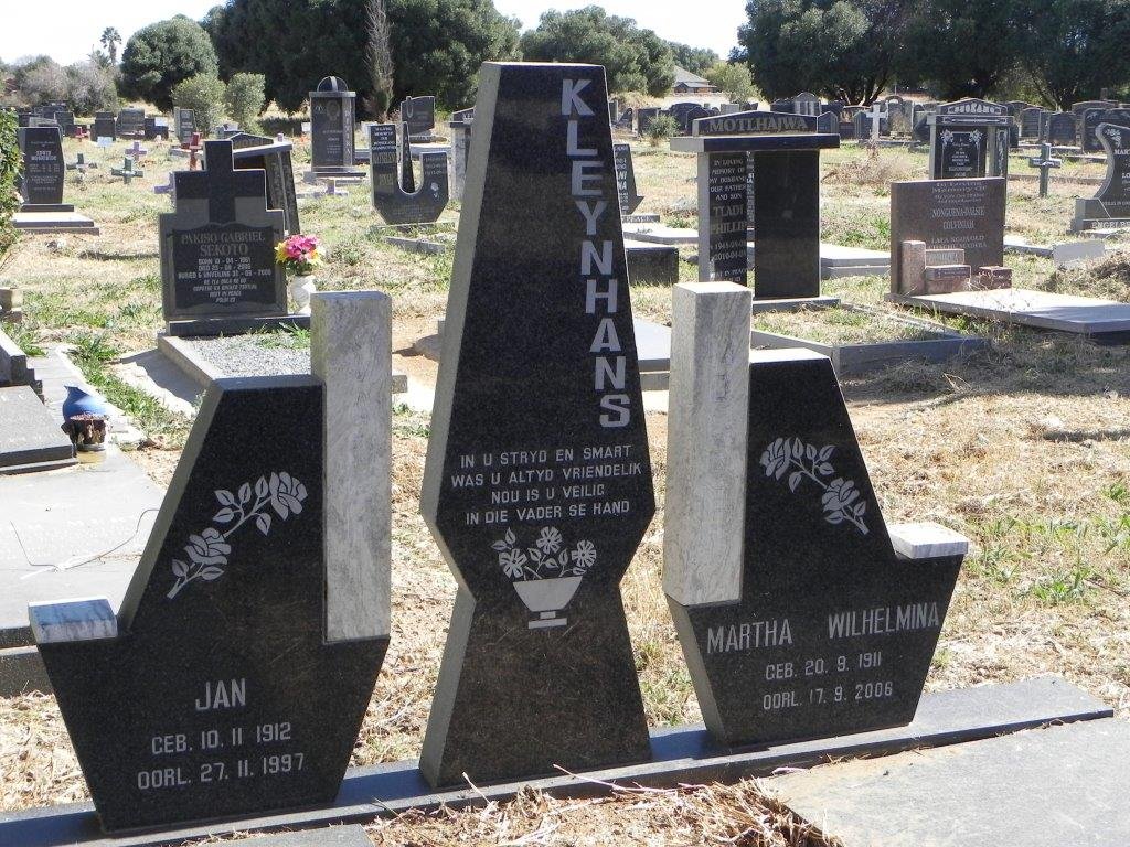 KLEYNHANS Jan 1912-1997 &amp; Martha Wilhelmina 1911-2006