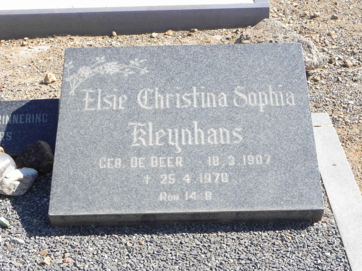 KLEYNHANS Elsie Christina Sophia nee DE BEER 1907-1978