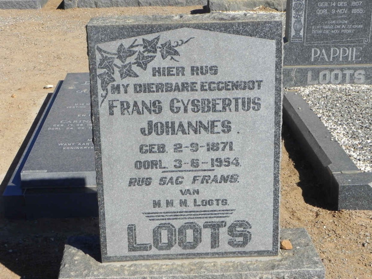 LOOTS Frans Gysbertus Johannes 1871-1954