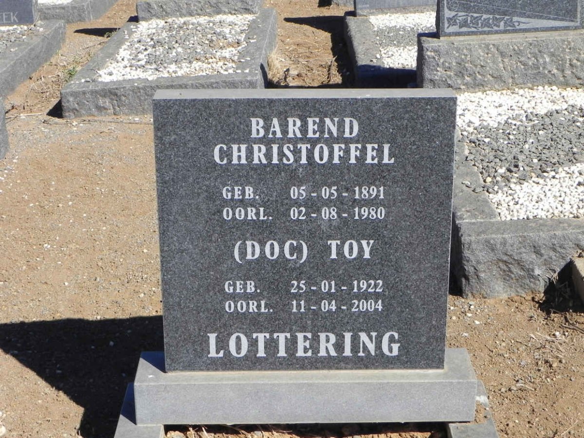 LOTTERING Barend Christoffel 1891-1980 &amp; Toy 1922-2004