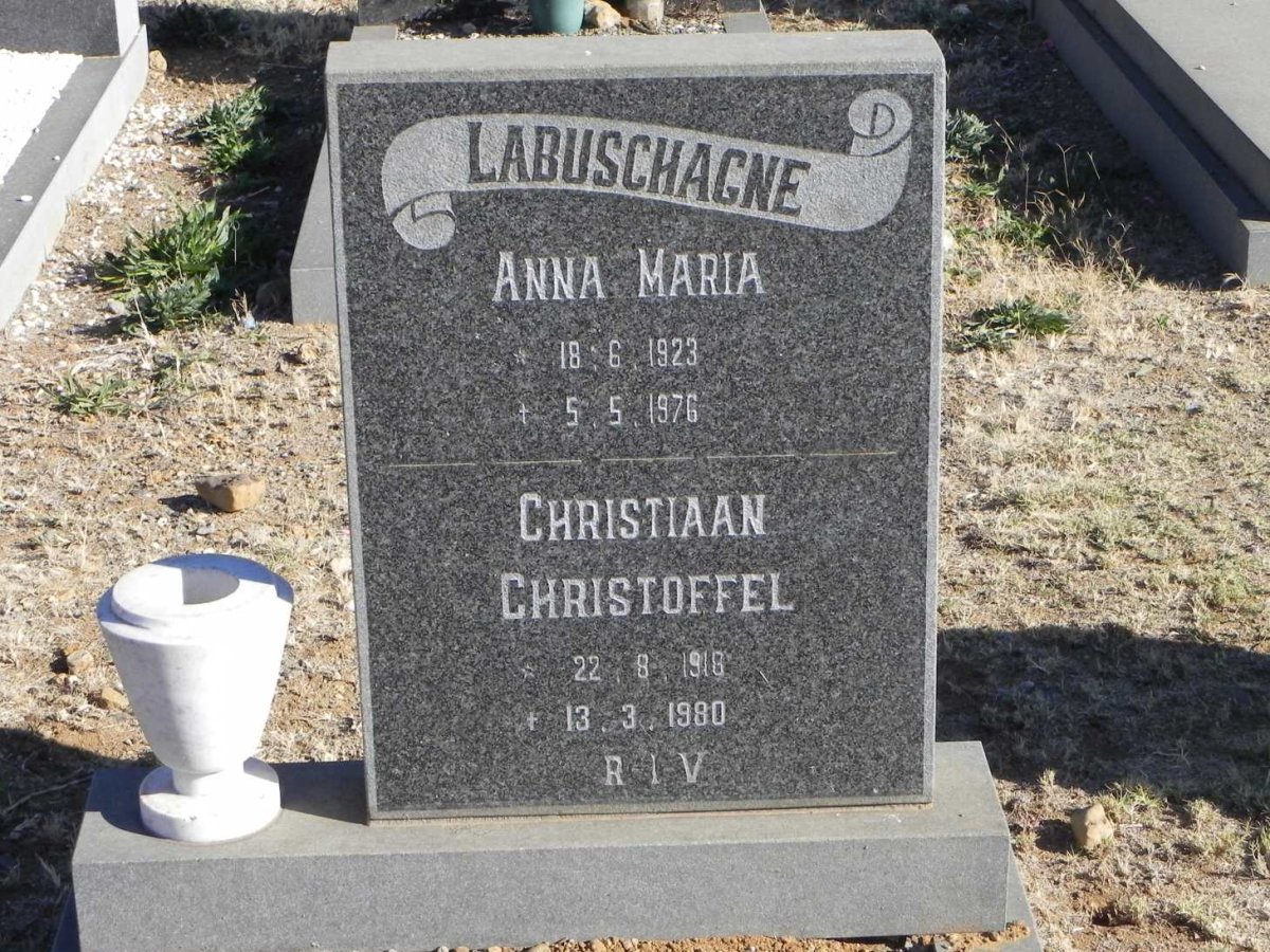 LABUSCHAGNE Christiaan Christoffel 1918-1980 &amp; Anna Maria 1923-1976