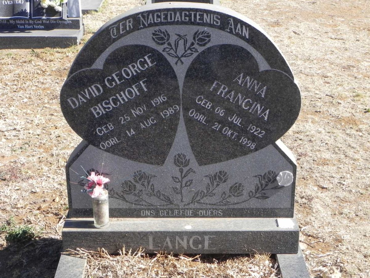 LANGE David George Bischoff 1916-1989 &amp; Anna Francina 1922-1998