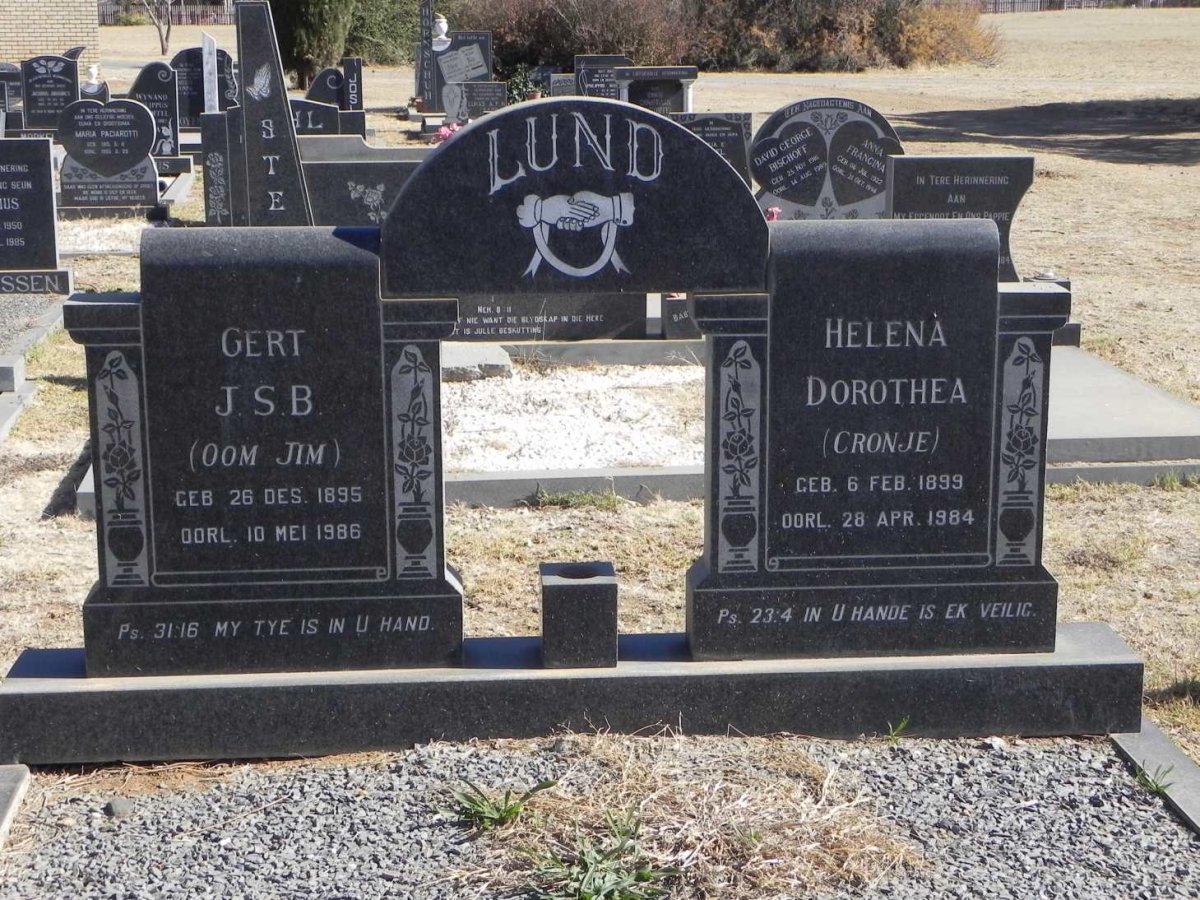 LUND Gert J.S.B. 1895-1986 &amp; Helena Dorothea CRONJE 1899-1984