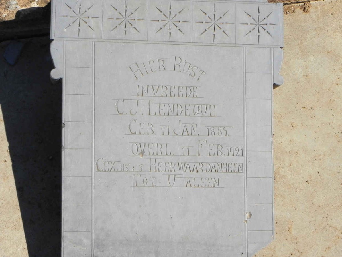 LENDEQUE C.J. 1889-1921