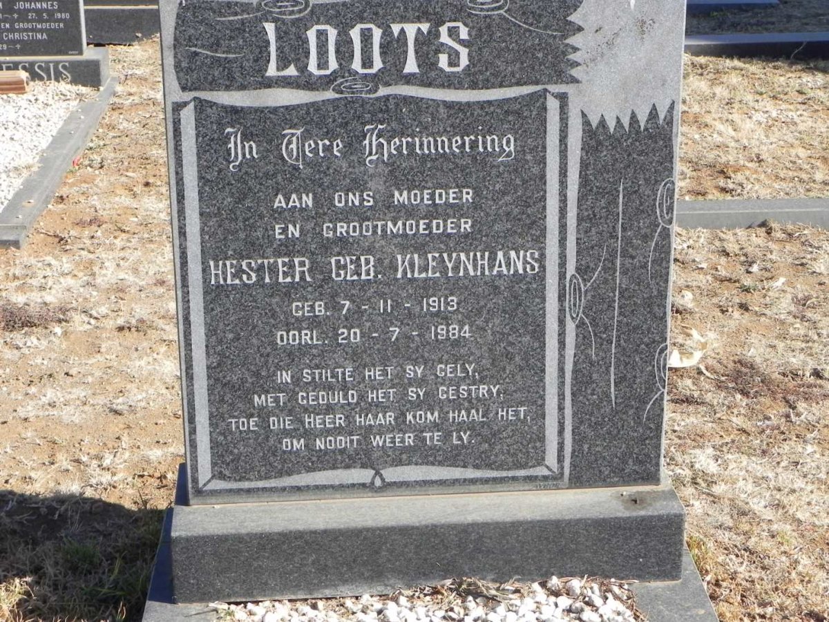 LOOTS Hester nee KLEYNHANS 1913-1984