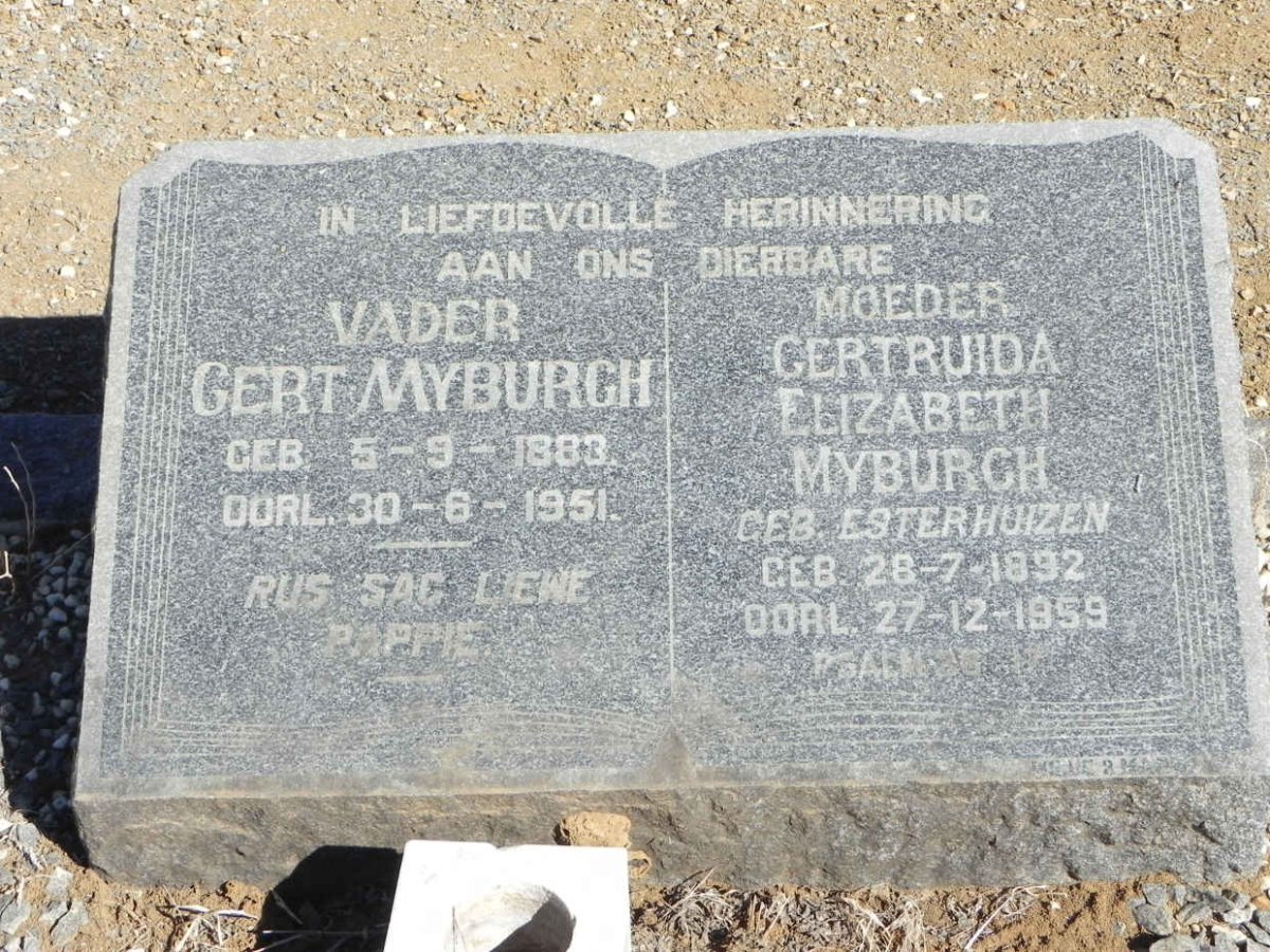 MYBURGH Gert 1883-1951 &amp; Gertruida Elizabeth ESTERHUIZEN 1892-1959