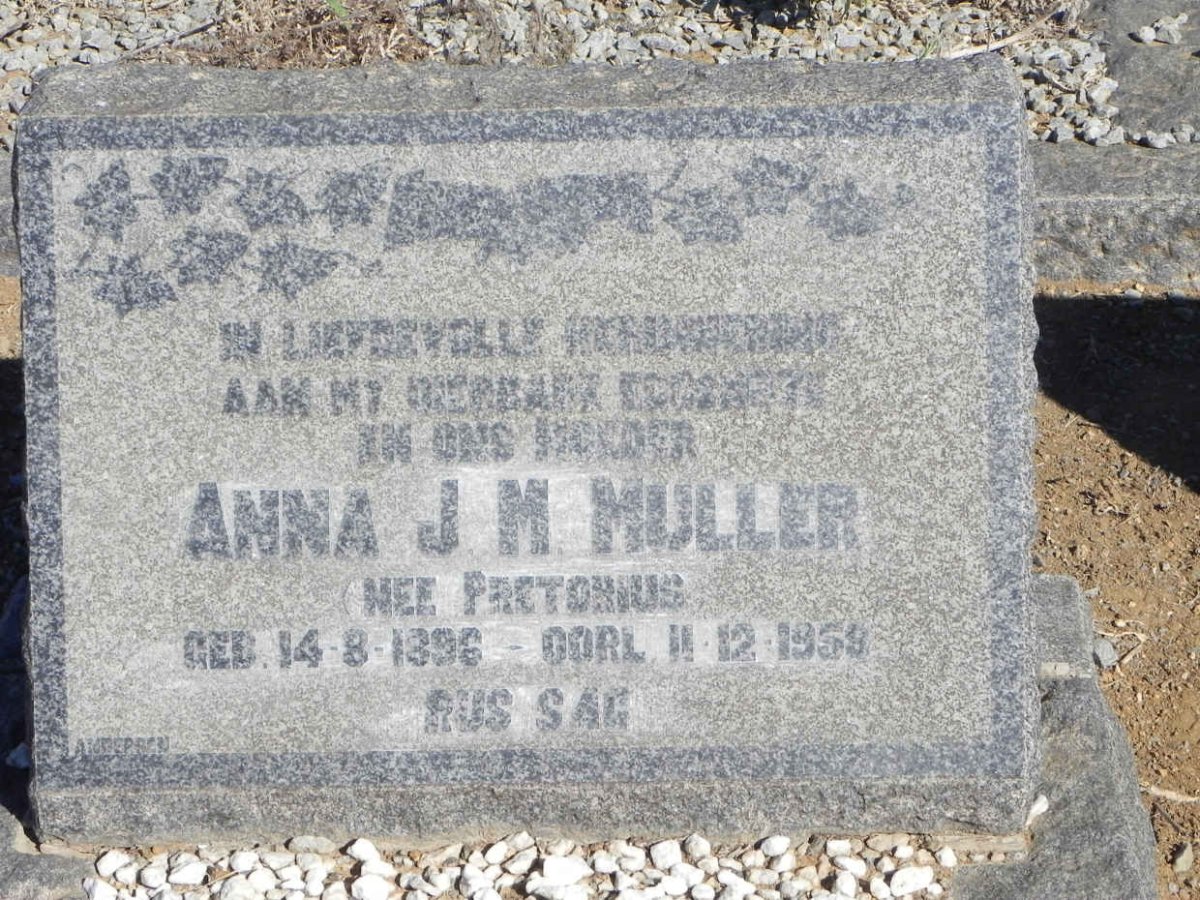 MULLER Anna J.M. nee PRETORIUS 1896-1959