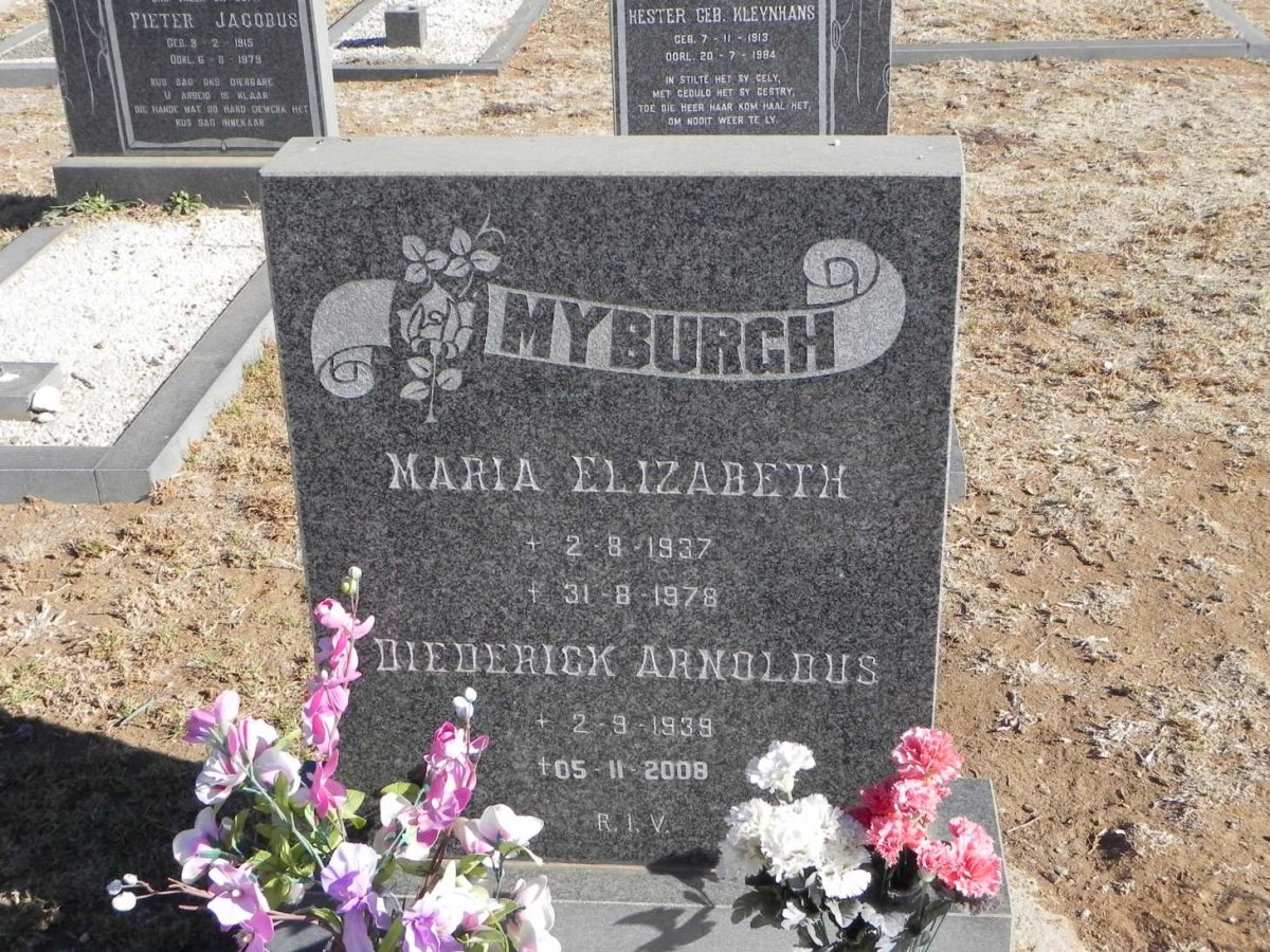 MYBURGH Diederick Arnoldus 1939-2008 &amp; Maria Elizabeth 1937-1978