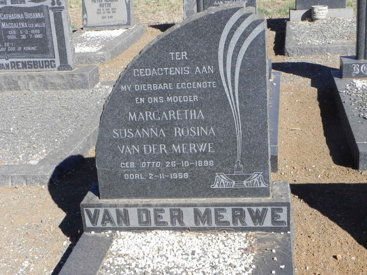 MERWE Margaretha Susanna Rosina, van der nee OTTO 1898-1958