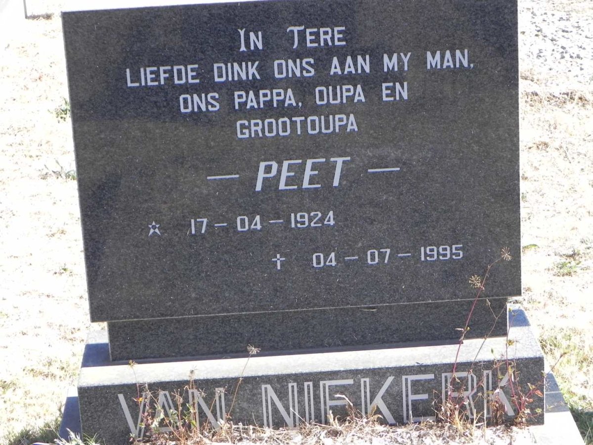 NIEKERK Peet, van 1924-1995