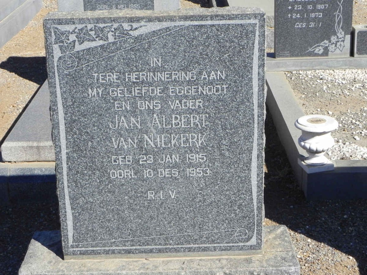 NIEKERK Jan Albert, van 1915-1953
