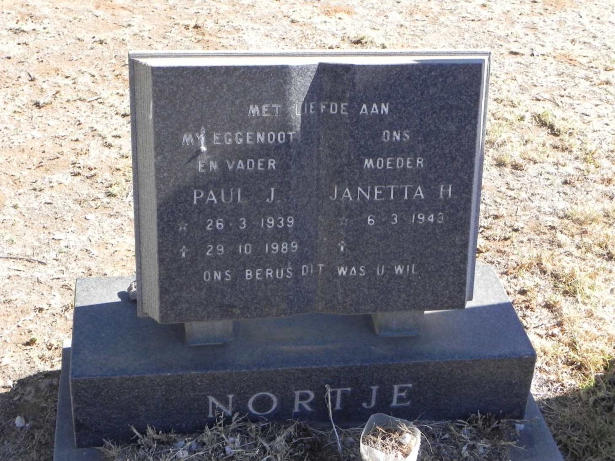 NORTJE Paul J. 1939-1989 &amp; Janetta H. 1943-