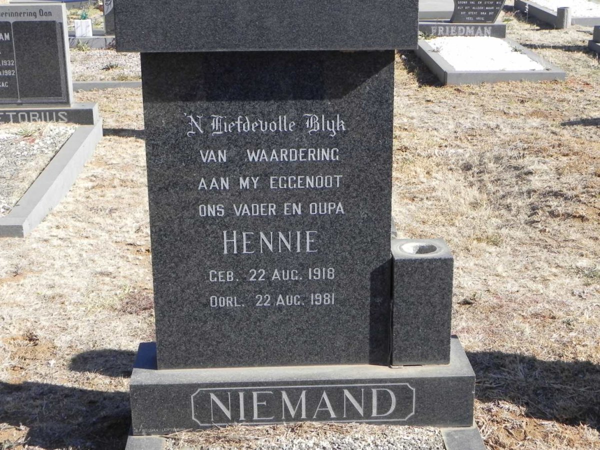 NIEMAND Hennie 1918-1981