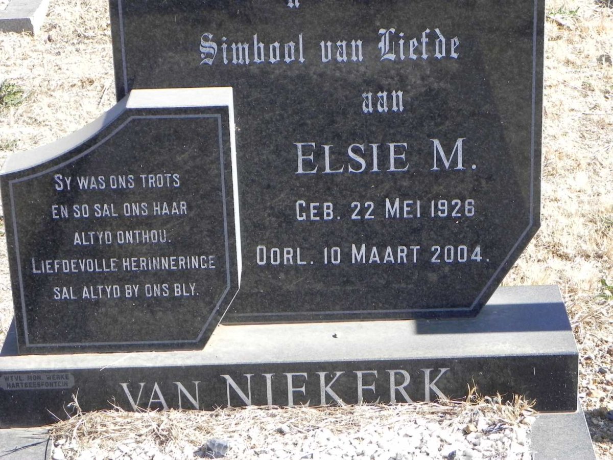 NIEKERK Elsie M., van 1926-2004