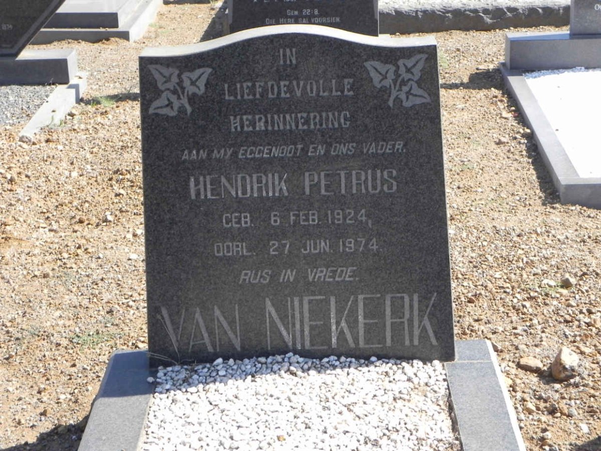NIEKERK Hendrik Petrus, van 1924-1974