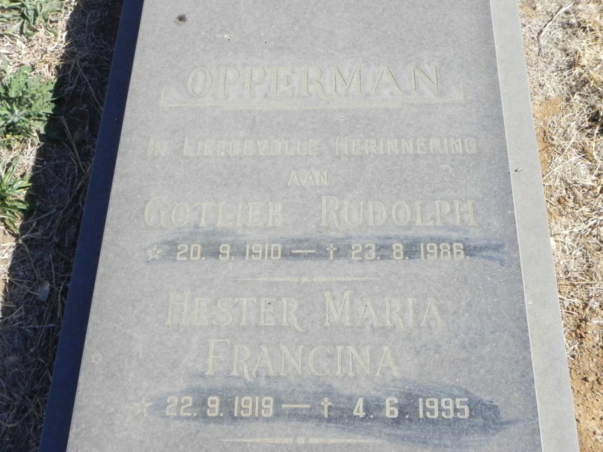 OPPERMAN Gotlieb Rudolph 1910-1986 &amp; Hester Maria Francina 1919-1995