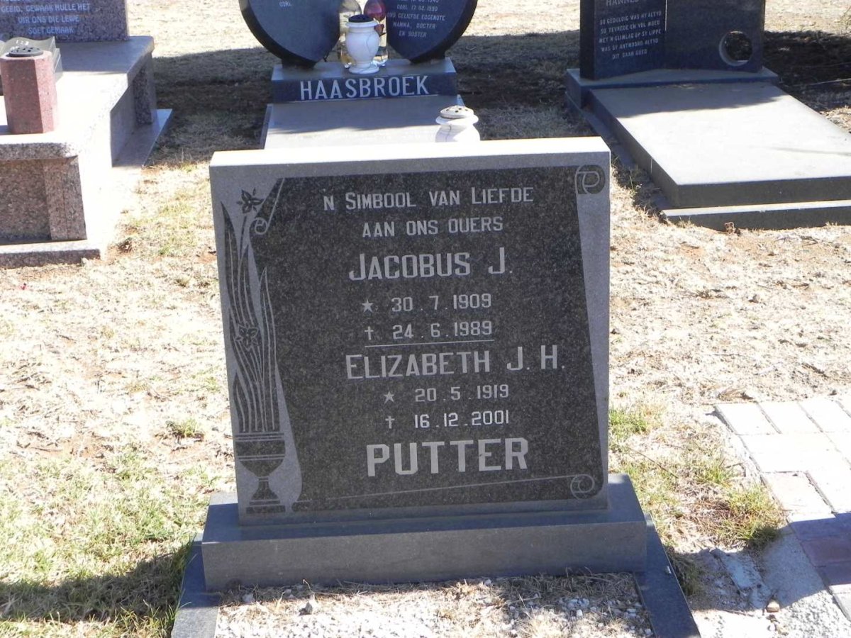 PUTTER Jacobus J. 1909-1989 &amp; Elizabeth J.H. 1919-2001