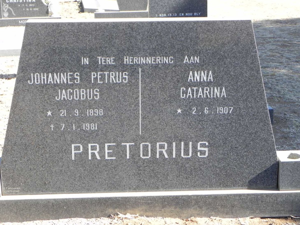 PRETORIUS Johannes Petrus Jacobus 1898-1981 &amp; Anna Catarina 1907-