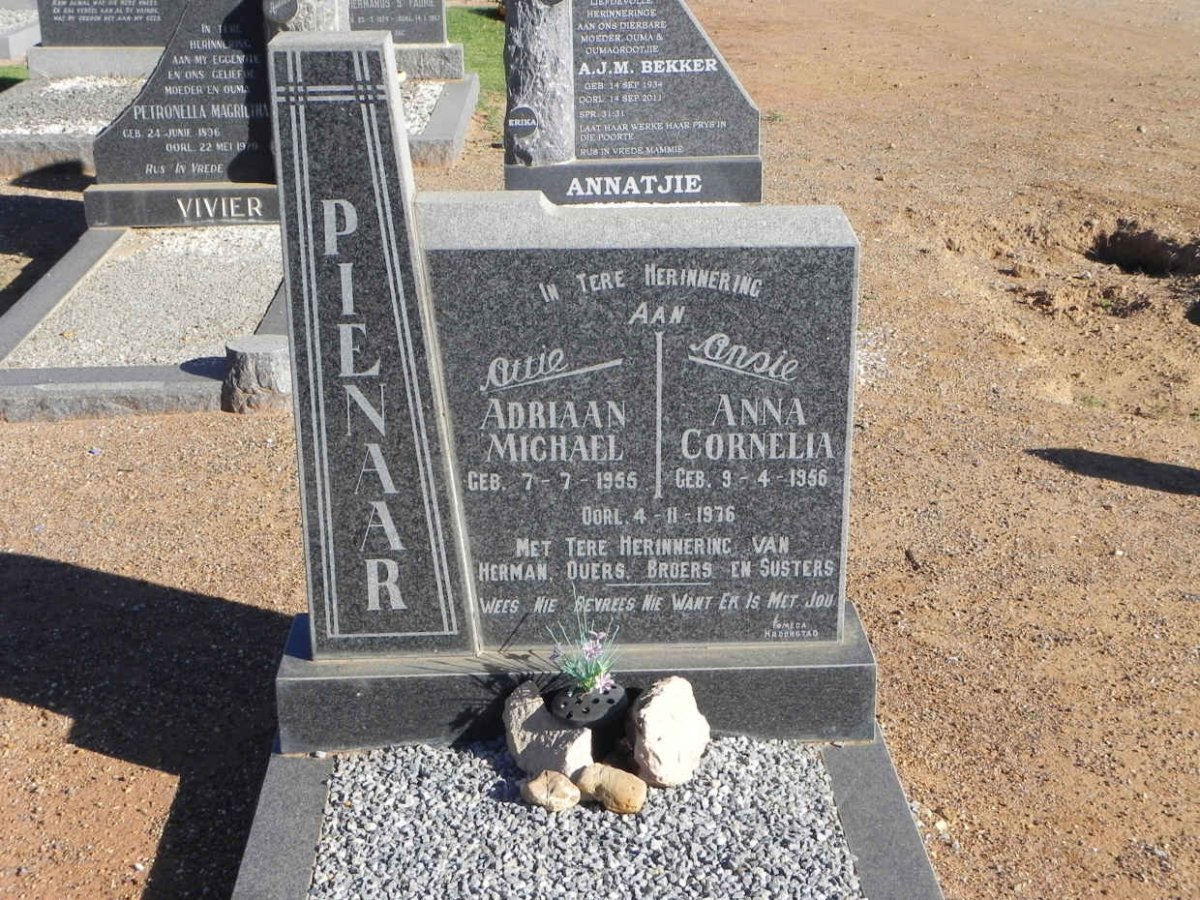 PIENAAR Adriaan Michael 1955-1976 &amp; Anna Cornelia 1956-1976
