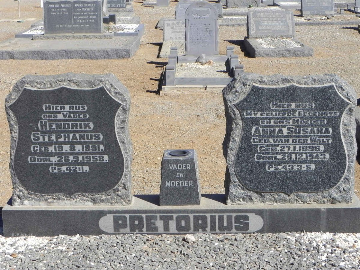PRETORIUS Hendrik Stephanus 1891-1958 &amp; Anna Susana VAN DER WALT 1896-1943
