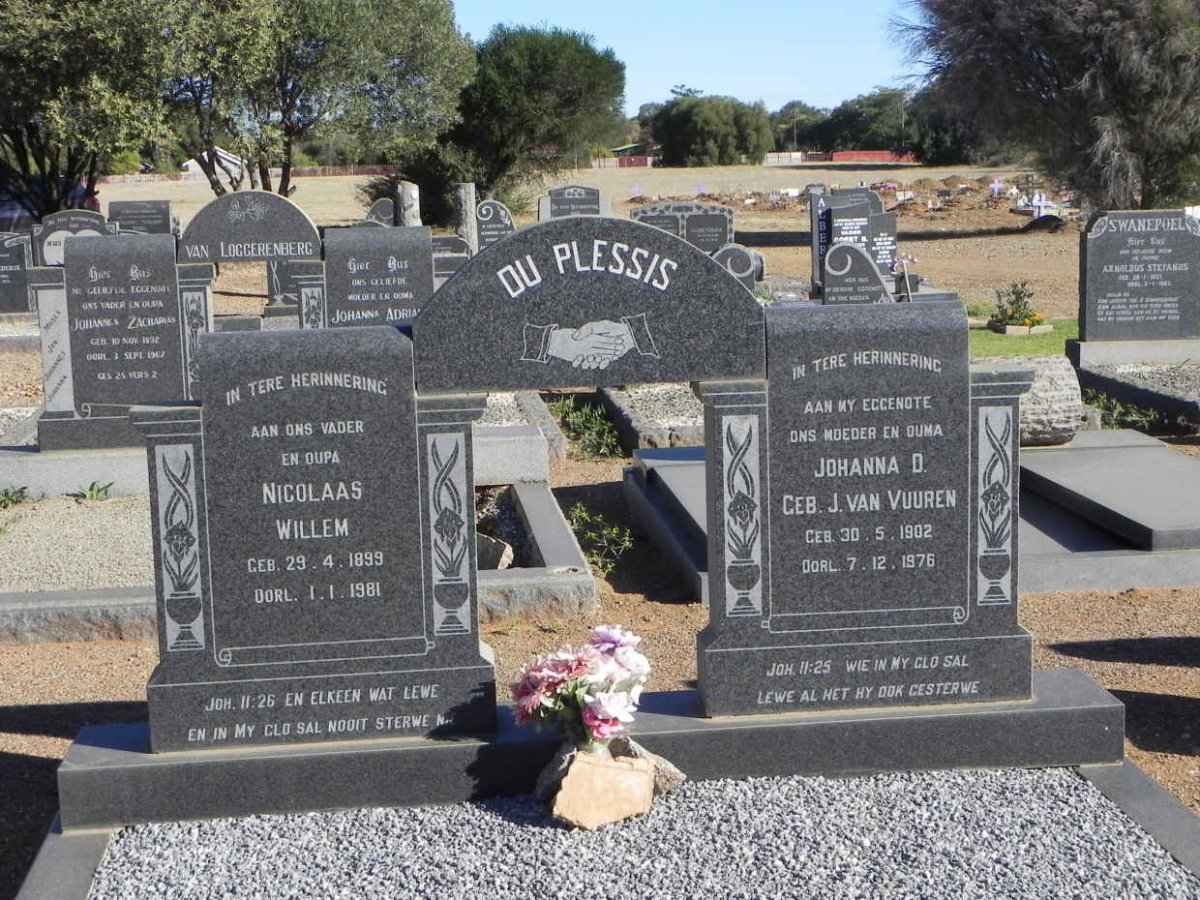 PLESSIS Nicolaas Willem, du 1899-1981 &amp; Johanna D. J. VAN VUUREN 1902-1976