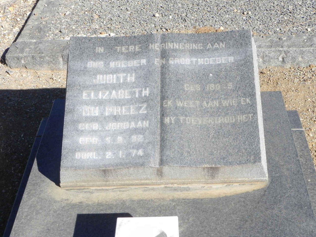 PREEZ Judith Elizabeth, du nee JORDAAN 18?2-1974