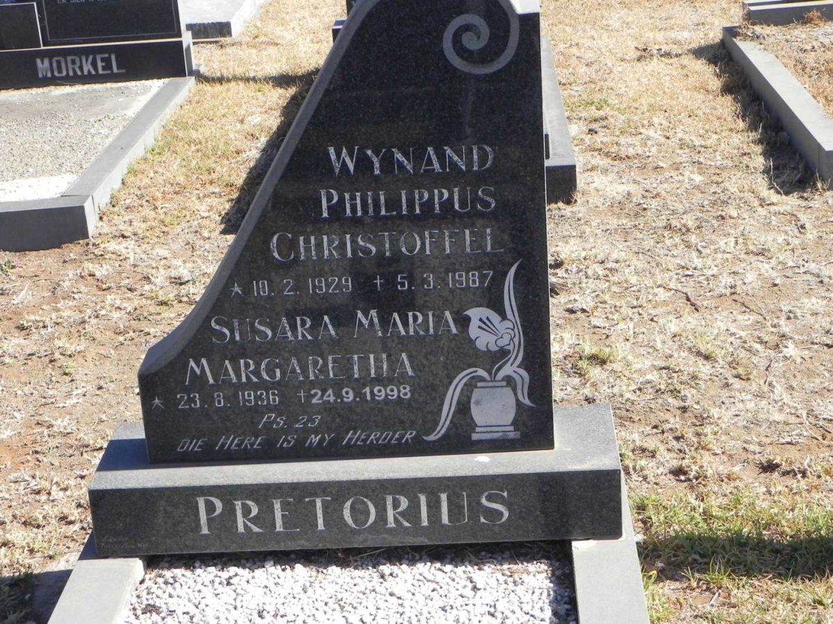 PRETORIUS Wynand Philippus Christoffel 1929-1987 &amp; Susara Maria Margaretha 1936-1998