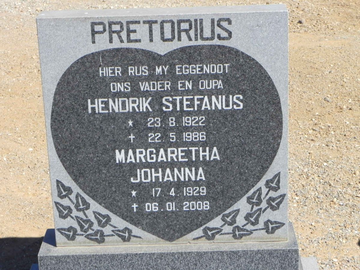 PRETORIUS Hendrik Stefanus 1922-1986 &amp; Margaretha Johanna 1929-2008