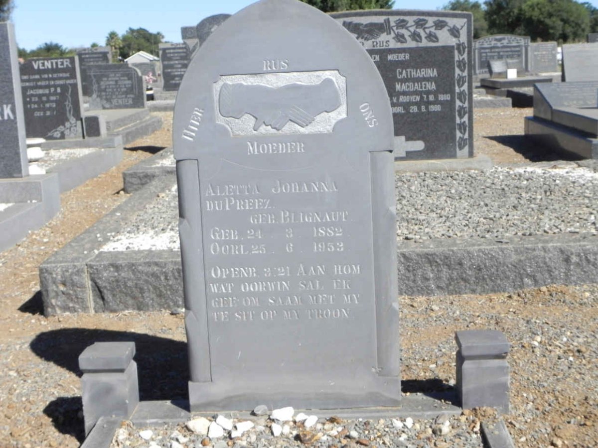 PREEZ Aletta Johanna, du nee BLIGNAUT 1882-1953