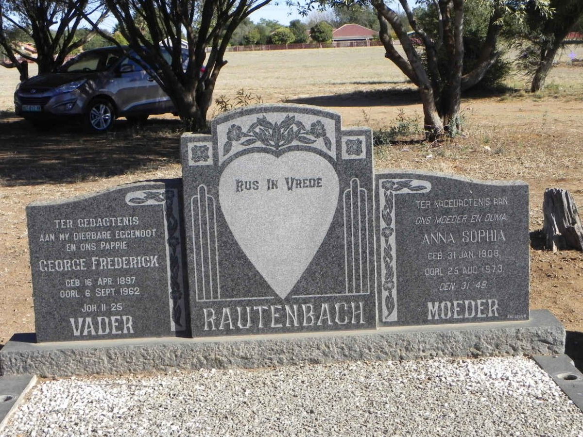 RAUTENBACH George Frederick 1897-1962 &amp; Anna Sophia 1908-1973