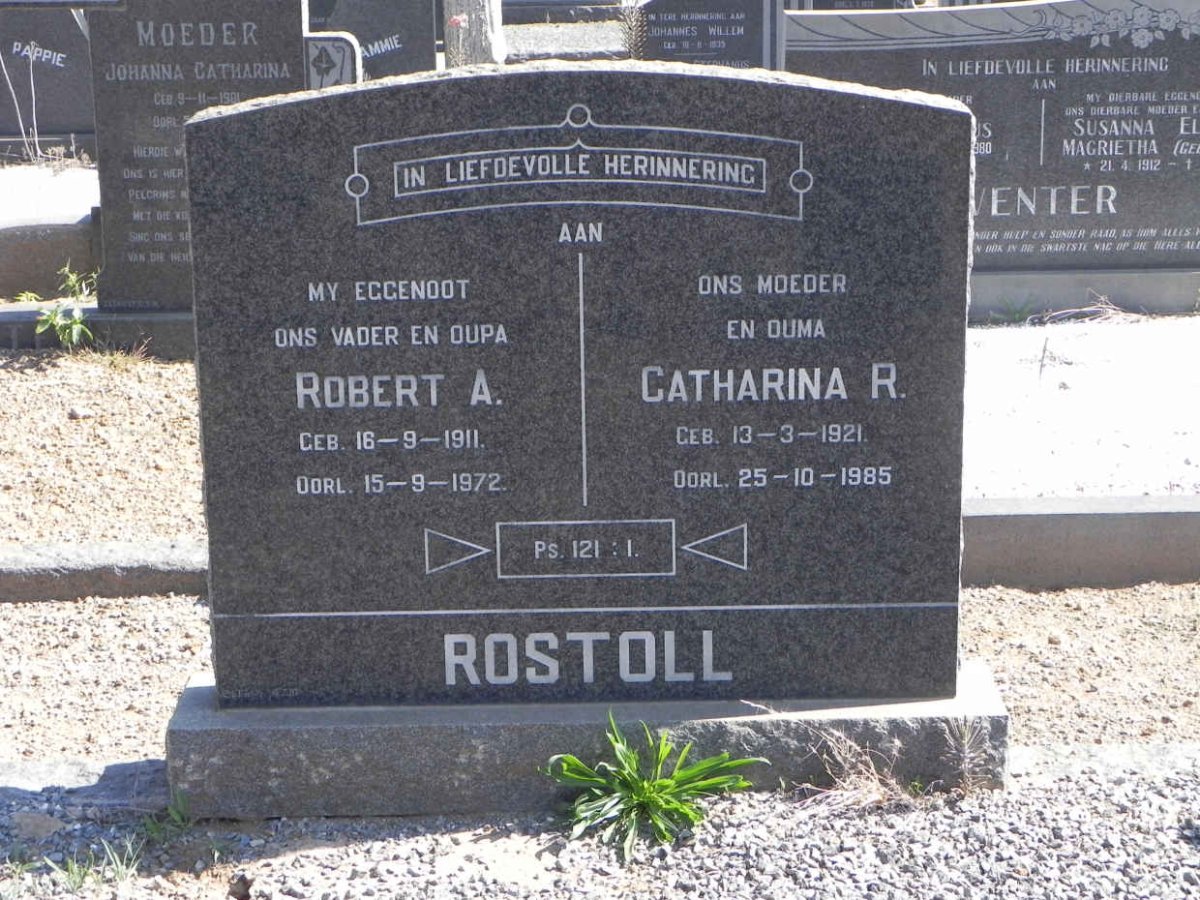 ROSTOLL Robert A. 1911-1972 &amp; Catharina R. 1921-1985