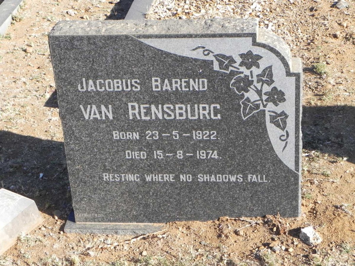 RENSBURG Jacobus Barend, van 1922-1974