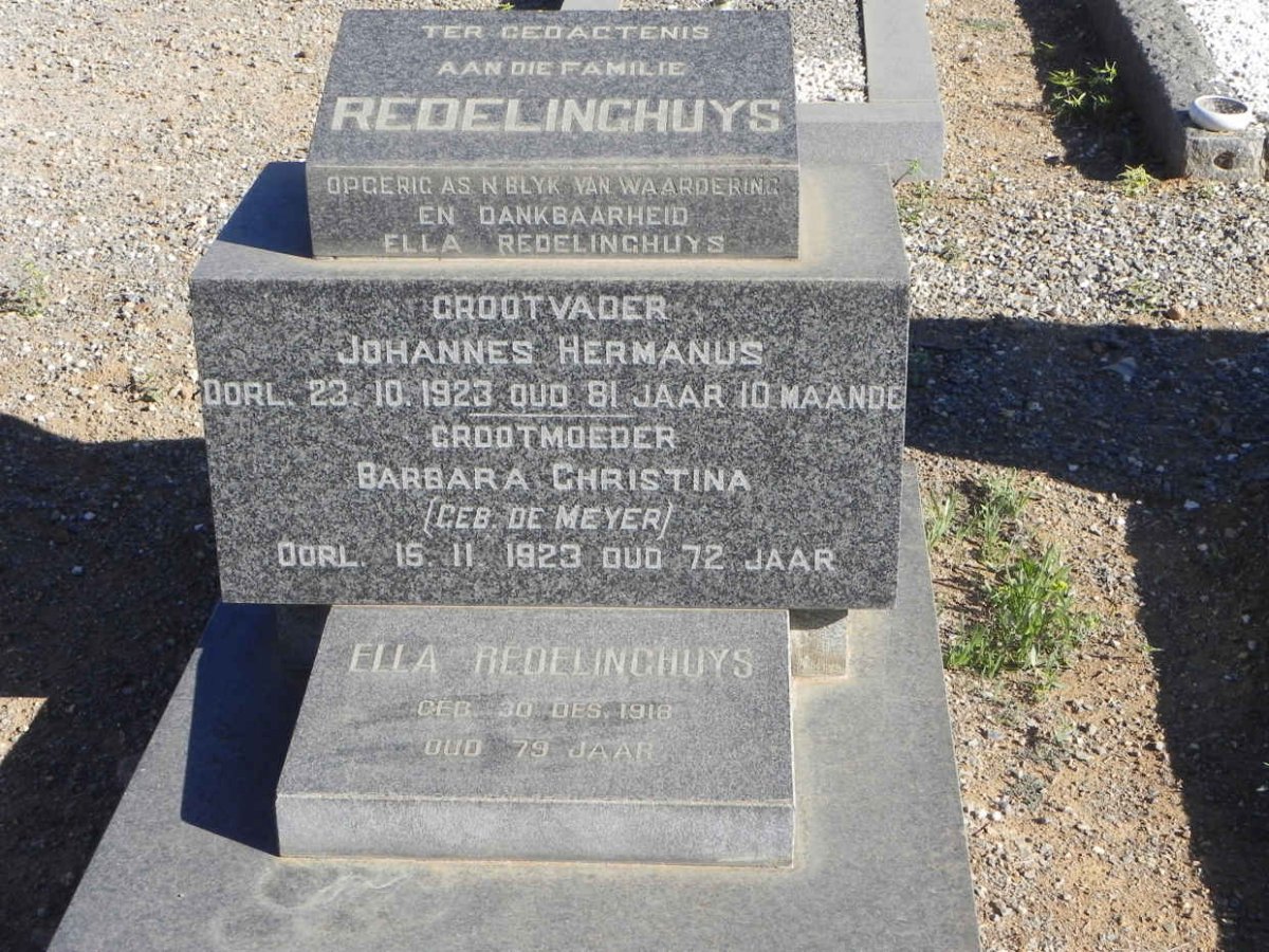 REDELINGHUYS Johannes Hermanus -1923 &amp; Barbara Christina DE MEYER -1923 :: REDELINGHUYS Ella 1918-