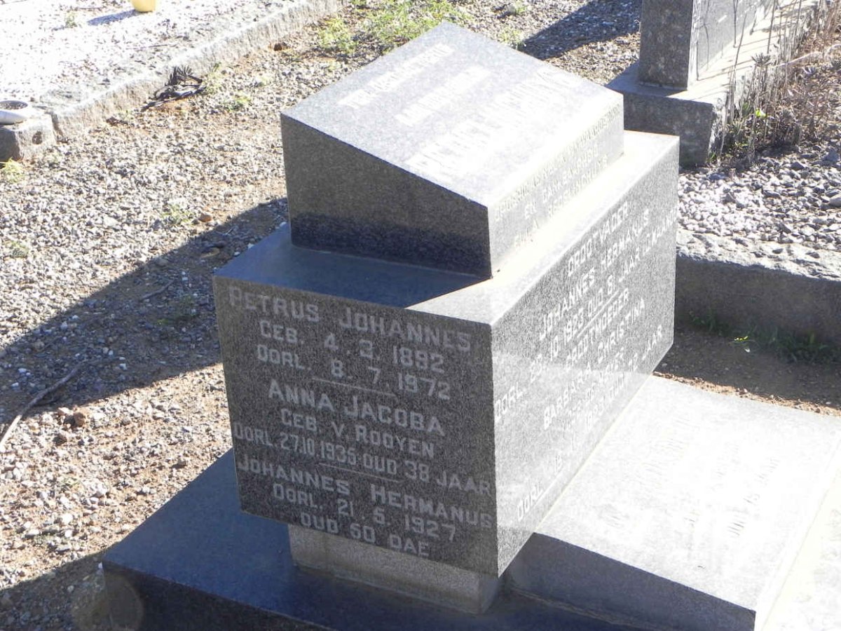 REDELINGHUYS Petrus Johannes 1892-1972 &amp; Anna Jacoba nee V. ROOYEN -1935 :: REDELINGHUYS Johannes Hermanus -1927