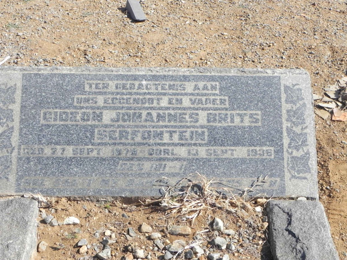 SERFONTEIN Gideon Johannes Brits 187?-1936