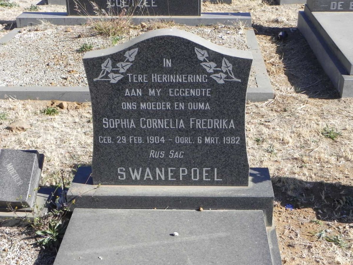 SWANEPOEL Sophia Cornelia Fredrika 1904-1982