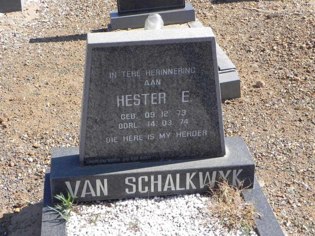 SCHALKWYK  Hester E., van 1973-1974
