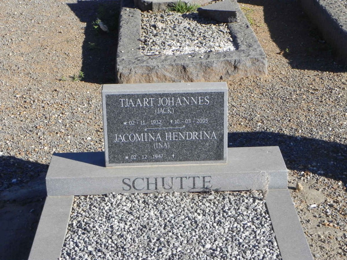 SCHUTTE Tjaart Johannes 1932-2005 &amp; Jacomina Hendrina 1947-