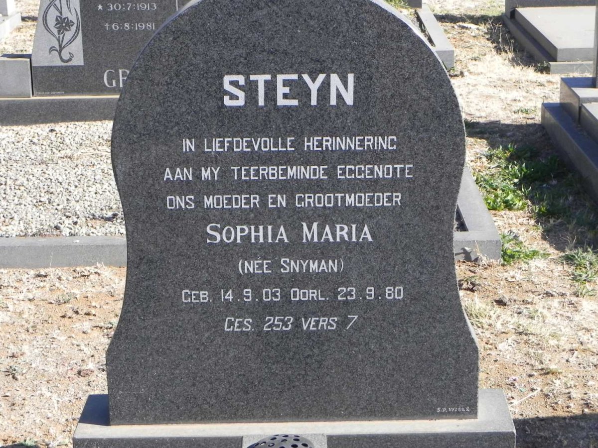 STEYN Sophia Maria nee SNYMAN 1903-1980